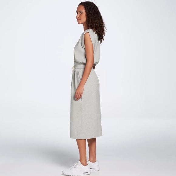 NWT! CALIA Women's Light Heather Gray Extended Shoulder Midi Dress - Multiple - Picture 4 of 5